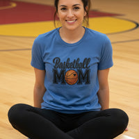 Basketball Mom T-Shirt with Heart Ball – Game Day Spirit Style HTHR TRUE ROYAL - 6004 - FRONT