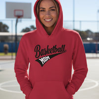 Basketball Mom Vibes – Stylish Sports Parent Pride Statement Hoodie RED - FRONT