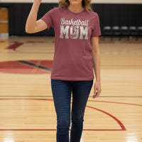 Basketball Mom Vintage Dunk Design – Proud Sports Mom Game Day Spirit T-Shirt MAROON - FRONT