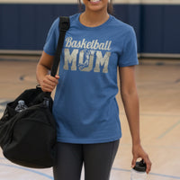 Basketball Mom Vintage Dunk Design – Proud Sports Mom Game Day Spirit T-Shirt HTHR TRUE ROYAL - FRONT