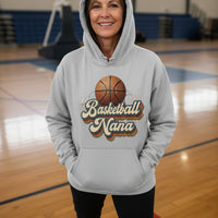 Basketball Nana Groovy Retro Sports Family Fan Hoodie SPORT GREY - SF500 - FRONT