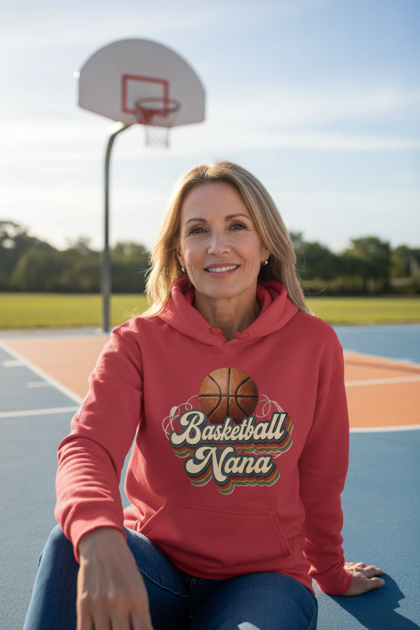 Basketball Nana Groovy Retro Sports Family Fan Hoodie RED - SF500 - FRONT
