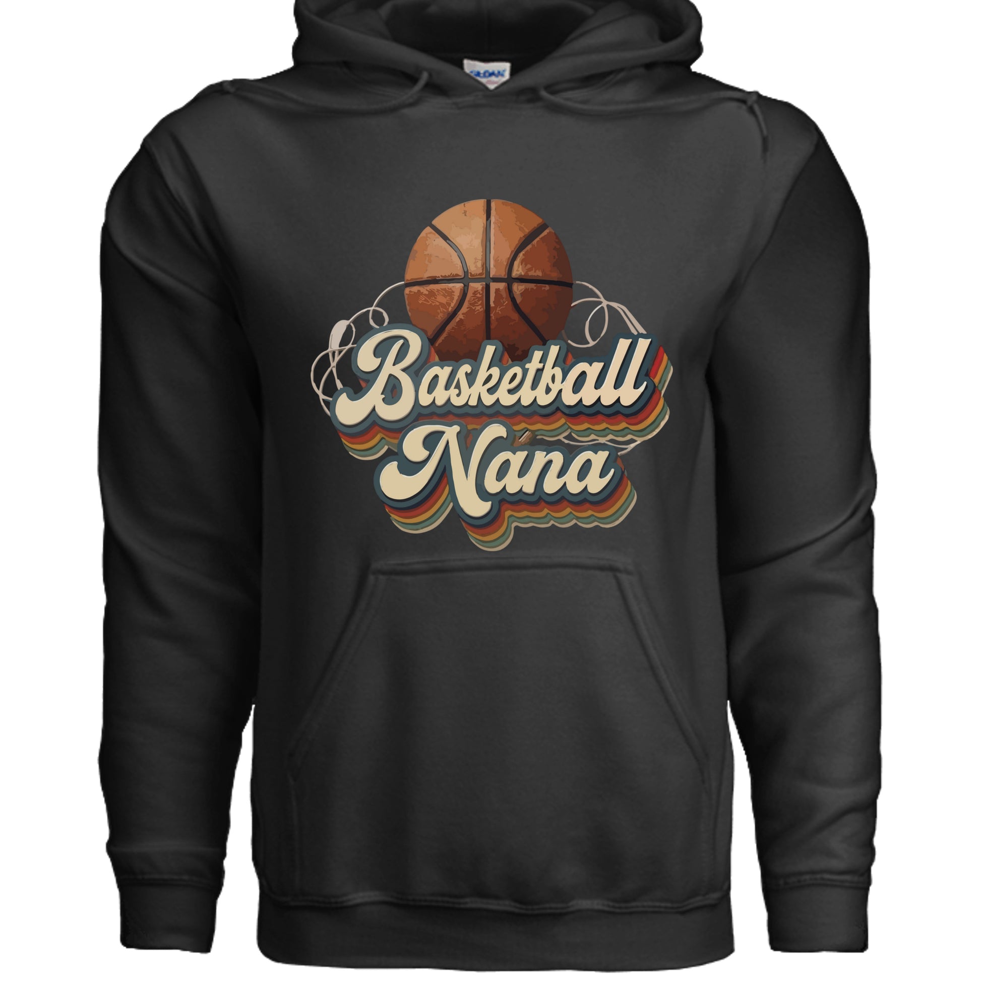 Basketball Nana Groovy Retro Sports Family Fan Hoodie BLACK - SF500 - FRONT