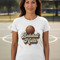 Basketball Nana Groovy Retro Sports Family Fan T-Shirt WHITE - 6004 - FRONT