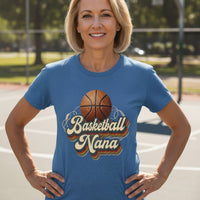 Basketball Nana Groovy Retro Sports Family Fan T-Shirt HTHR TRUE ROYAL - 6004 - FRONT