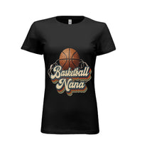 Basketball Nana Groovy Retro Sports Family Fan T-Shirt BLACK - 6004 - FRONT