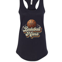 Basketball Nana Groovy Retro Sports Family Fan Tank Top Black - N1533 - FRONT