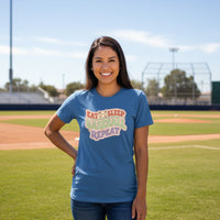 Eat Sleep Baseball Repeat – Colorful Fun Sports Lifestyle T-Shirt for Ladies HTHR TRUE ROYAL - FRONT