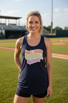 Eat Sleep Baseball Repeat – Colorful Fun Sports Lifestyle Tank Top for Ladies Black - FRONT