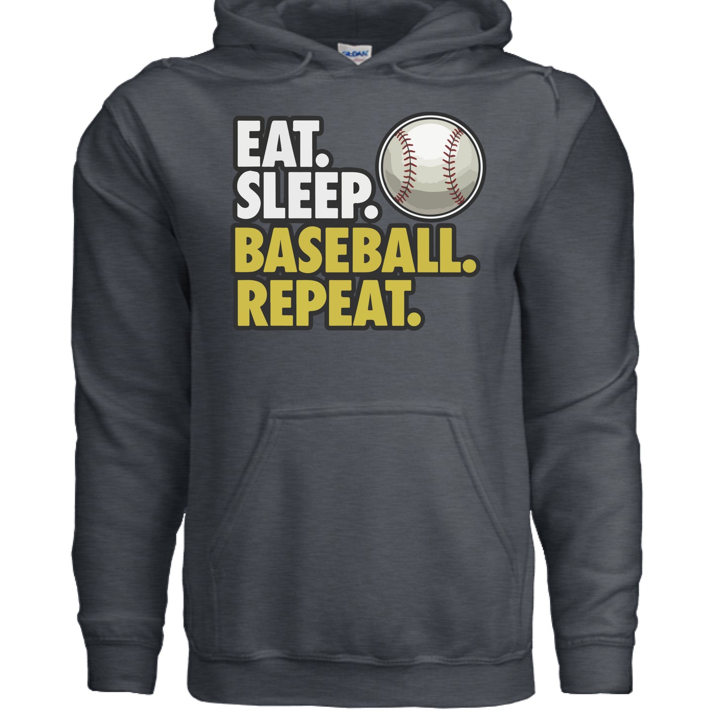 Eat Sleep Baseball Repeat Hoodie for Ladies- Athlete Lifestyle DARK HEATHER - FRONT