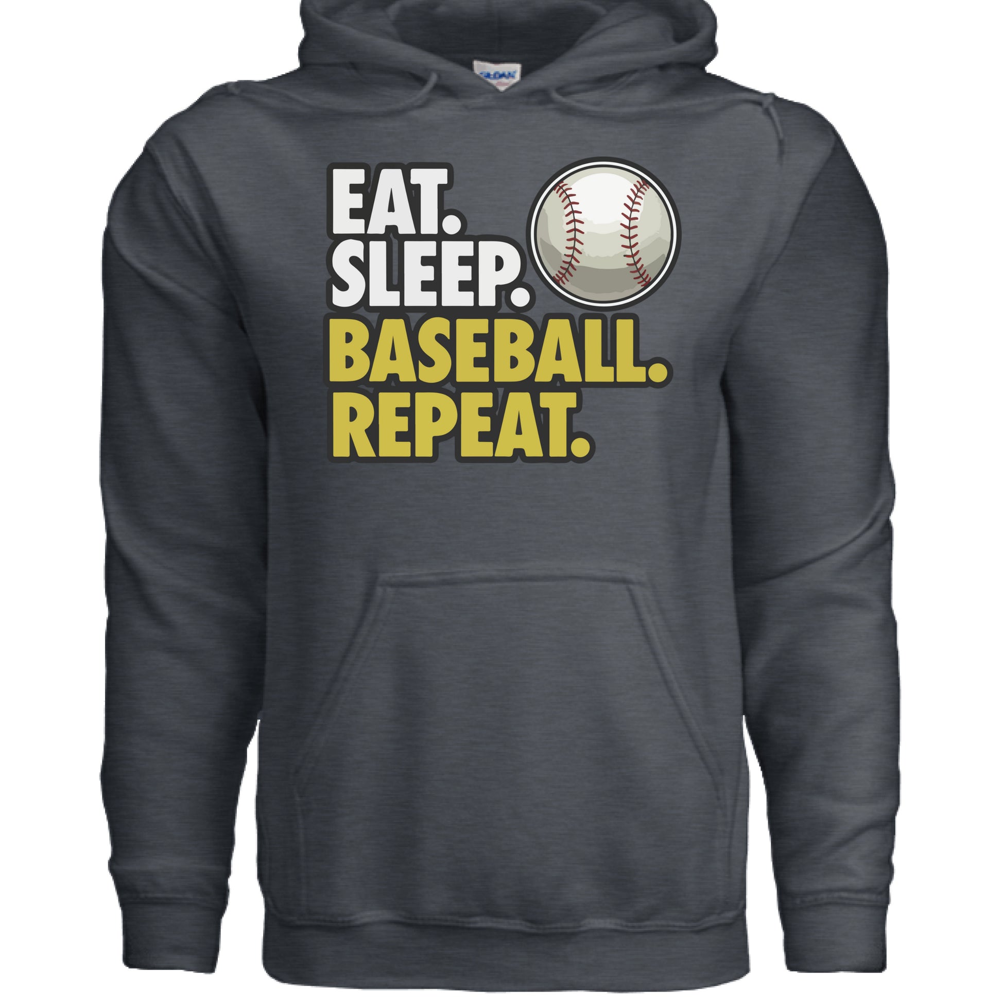 Eat Sleep Baseball Repeat Hoodie for Ladies- Athlete Lifestyle DARK HEATHER - FRONT