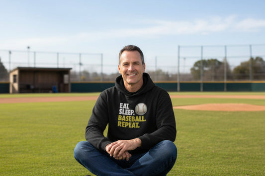 Eat Sleep Baseball Repeat Hoodie for Men - Athlete Lifestyle BLACK - FRONT