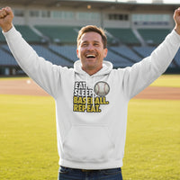 Eat Sleep Baseball Repeat Hoodie for Men - Athlete Lifestyle WHITE - FRONT