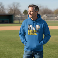 Eat Sleep Baseball Repeat Hoodie for Men - Athlete Lifestyle  Royal - FRONT