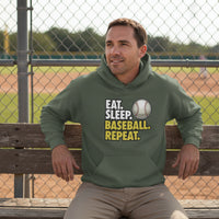 Eat Sleep Baseball Repeat Hoodie for Men - Athlete Lifestyle MILITARY GREEN - FRONT