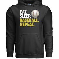 Eat Sleep Baseball Repeat Hoodie for Men - Athlete Lifestyle BLACK - FRONT