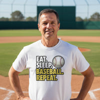 Eat Sleep Baseball Repeat T-Shirt for Men - Athlete Lifestyle White - FRONT