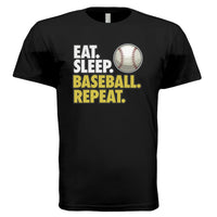 Eat Sleep Baseball Repeat T-Shirt for Men - Athlete Lifestyle BLACK - FRONT