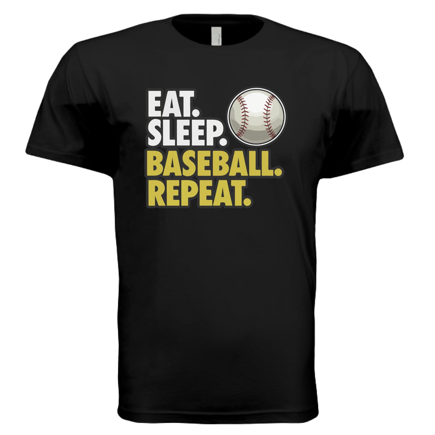 Eat Sleep Baseball Repeat T-Shirt for Men - Athlete Lifestyle BLACK - FRONT