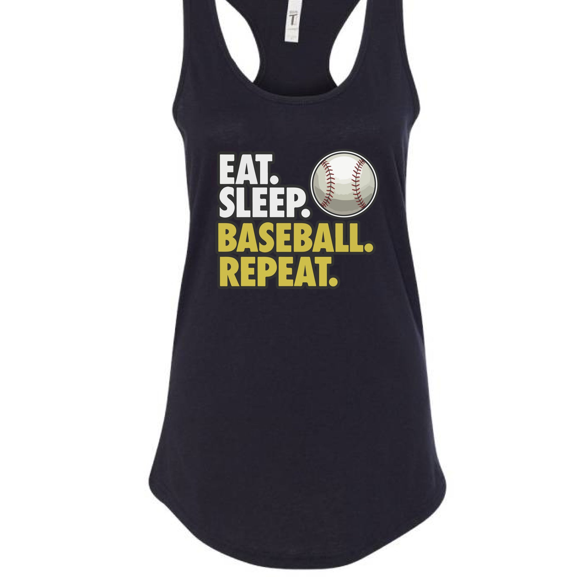 Eat Sleep Baseball Repeat Tank Top for Ladies- Athlete Lifestyle Black - FRONT