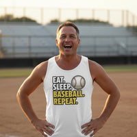 Eat Sleep Baseball Repeat Tank Top for Men - Athlete Lifestyle WHITE - FRONT
