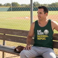 Eat Sleep Baseball Repeat Tank Top for Men - Athlete Lifestyle Forest - FRONT