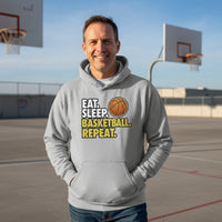 Eat Sleep Basketball Repeat - Athlete Lifestyle Mens Hoodie SPORT GREY - FRONT