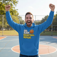 Eat Sleep Basketball Repeat - Athlete Lifestyle Mens Hoodie Royal - FRONT