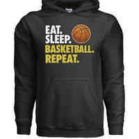 Eat Sleep Basketball Repeat - Athlete Lifestyle Mens Hoodie BLACK - FRONT