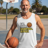 Eat Sleep Basketball Repeat - Athlete Lifestyle Mens Tank Top WHITE - FRONT