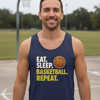 Eat Sleep Basketball Repeat - Athlete Lifestyle Mens Tank Top NAVY - FRONT