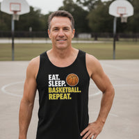 Eat Sleep Basketball Repeat - Athlete Lifestyle Mens Tank Top BLACK - FRONT