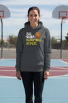 Eat Sleep Basketball Repeat - Athlete Lifestyle Women Hoodie DARK HEATHER - FRONT