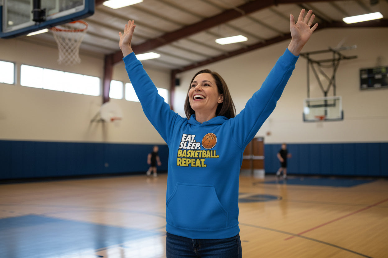 Eat Sleep Basketball Repeat - Athlete Lifestyle Women Hoodie Royal - FRONT