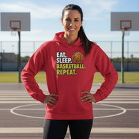 Eat Sleep Basketball Repeat - Athlete Lifestyle Women Hoodie RED - FRONT