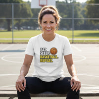 Eat Sleep Basketball Repeat - Athlete Lifestyle Women T-Shirt WHITE - FRONT