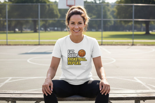 Eat Sleep Basketball Repeat - Athlete Lifestyle Women T-Shirt WHITE - FRONT
