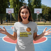 Eat Sleep Basketball Repeat - Athlete Lifestyle Women T-Shirt ATHLETIC HEATHER - FRONT