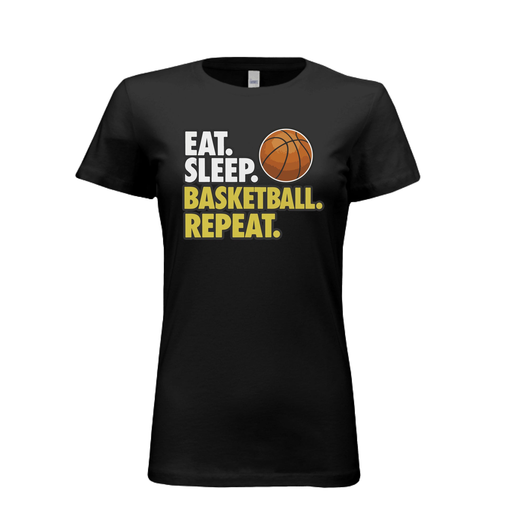 Eat Sleep Basketball Repeat - Athlete Lifestyle Women T-Shirt SOLID BLK BLEND - FRONT