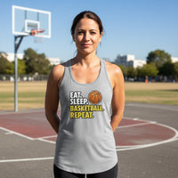 Eat Sleep Basketball Repeat - Athlete Lifestyle Women Tank Top Heather Gray - FRONT