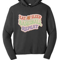 Eat Sleep Basketball Repeat Cute Ball Icon Sports Fan Style Hoodie for Girls Black - FRONT