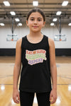 Eat Sleep Basketball Repeat Cute Ball Icon Sports Fan Style Tank Top for Girls Solid Black Triblend - FRONT