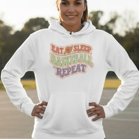 Eat Sleep Basketball Repeat Hoodie for Women – Colorful Fun Sports Lifestyle WHITE - FRONT