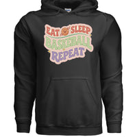 Eat Sleep Basketball Repeat Hoodie for Women – Colorful Fun Sports Lifestyle BLACK - FRONT