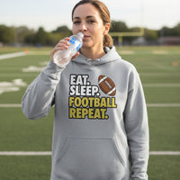 Eat Sleep Football Repeat - Athlete Lifestyle Ladies Hoodie SPORT GREY - FRONT
