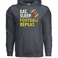Eat Sleep Football Repeat - Athlete Lifestyle Ladies Hoodie DARK HEATHER - FRONT