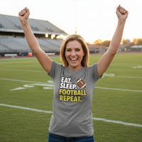 Eat Sleep Football Repeat - Athlete Lifestyle Ladies T-Shirt DEEP HEATHER - FRONT