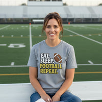 Eat Sleep Football Repeat - Athlete Lifestyle Ladies T-Shirt ATHLETIC HEATHER - FRONT