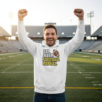Eat Sleep Football Repeat - Athlete Lifestyle Mens Hoodie WHITE - FRONT