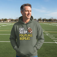 Eat Sleep Football Repeat - Athlete Lifestyle Mens Hoodie MILITARY GREEN - FRONT